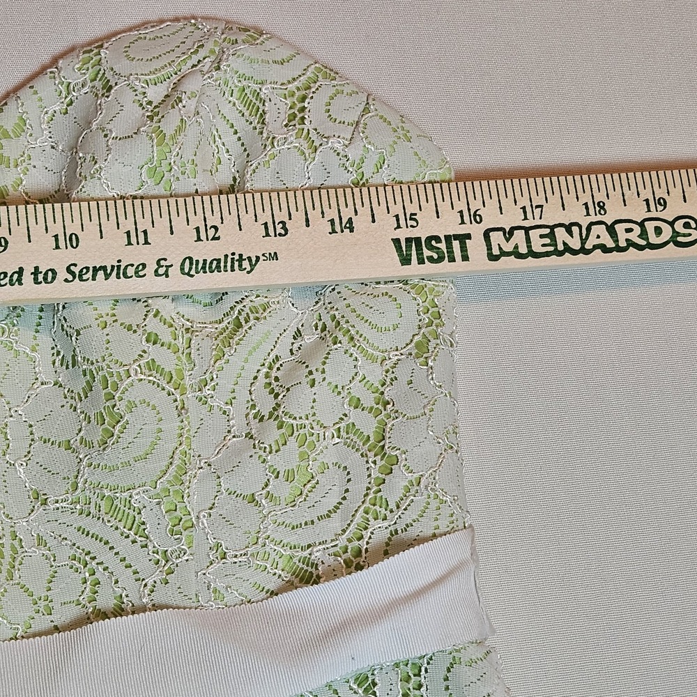 Watters & Watters Strapless Lace Dress Green‎ Lined White Overlay Size 12 Formal - Picture 3 of 9